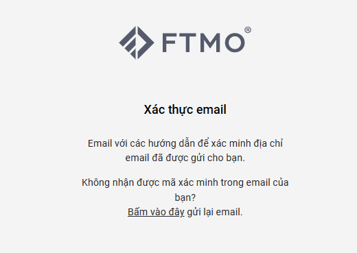 Xác thực Email đăng ký FTMO
