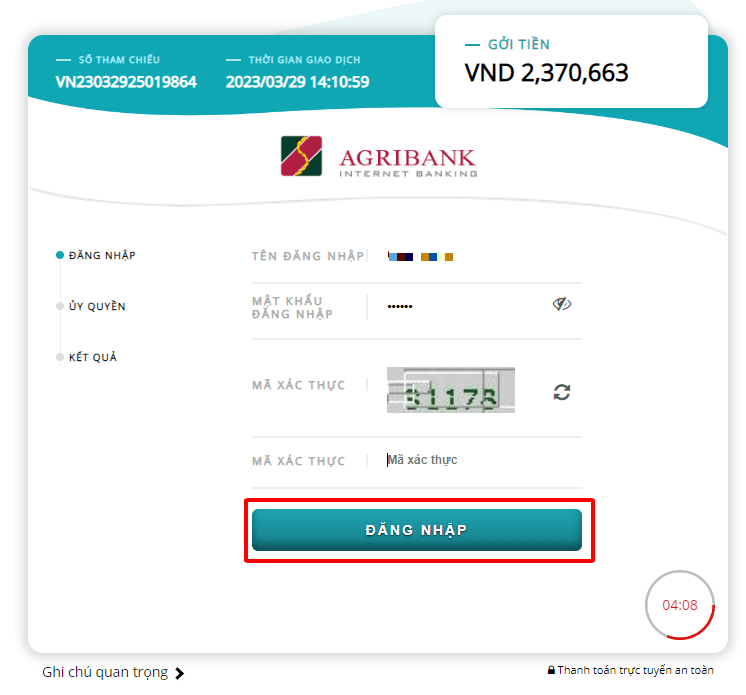 Đăng nhập Banking online