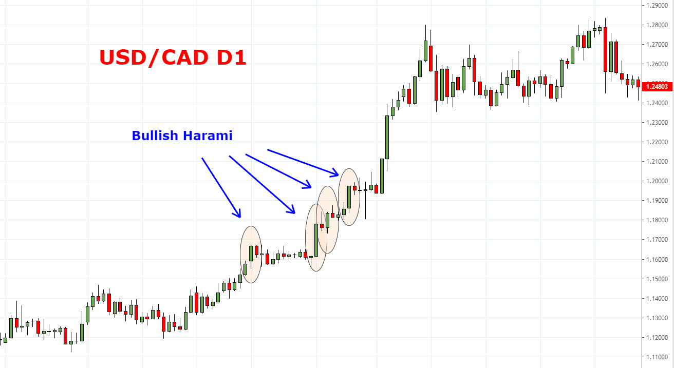 Ví dụ về nến Bullish Harami