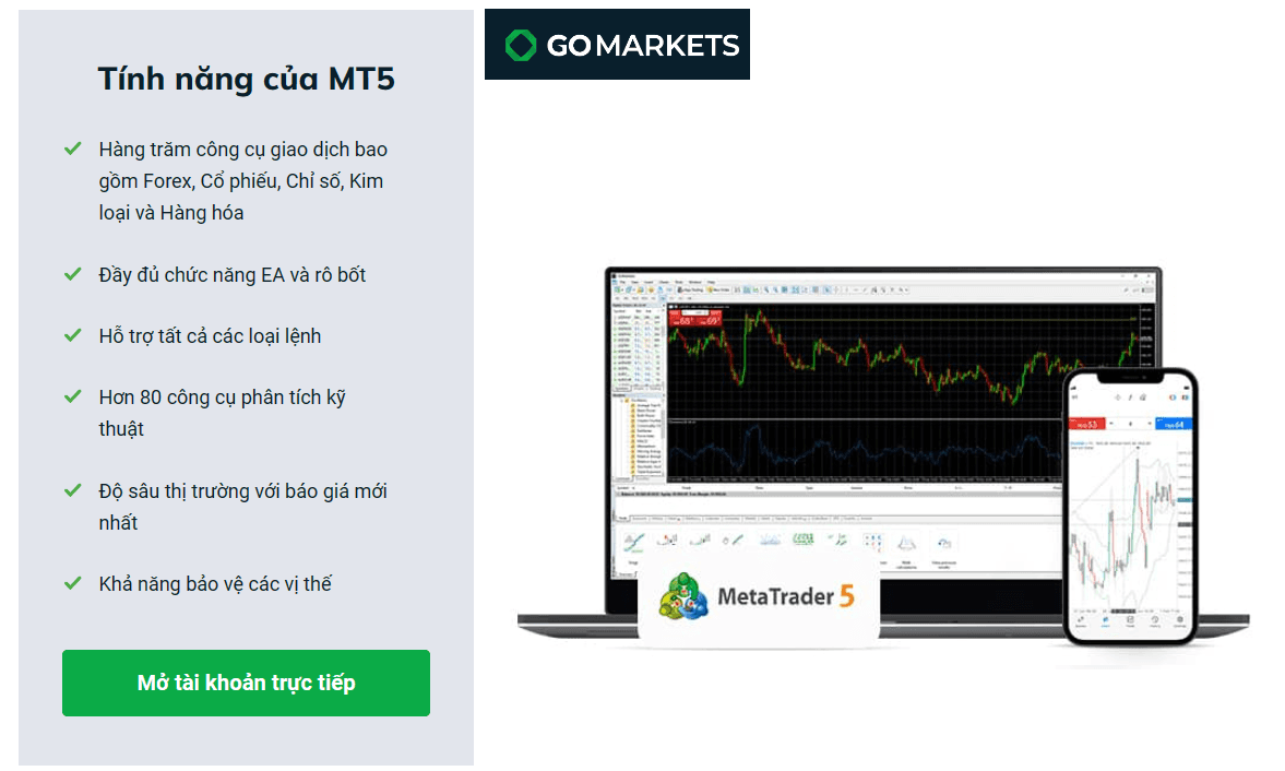 Nền tảng giao dịch GO Markets MT5