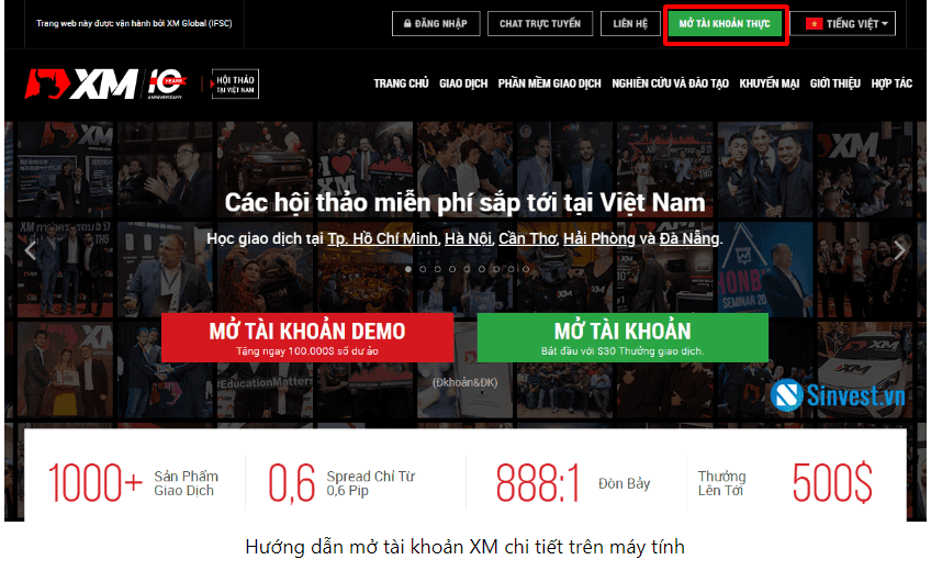 Hướng dẫn mở tài khoản XM chi tiết trên máy tính