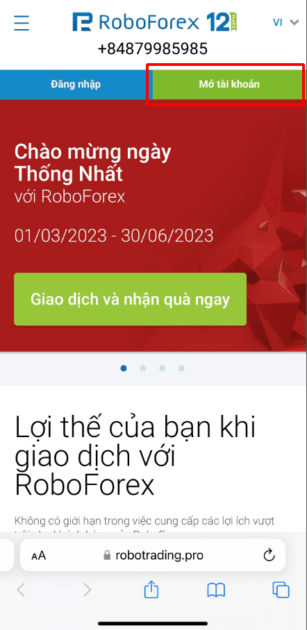 Hướng dẫn mở tài khoản RoboForex chi tiết trên điện thoại