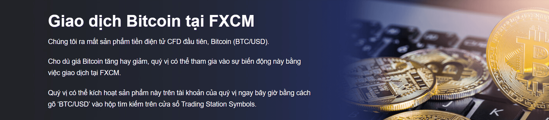 Các sản phẩm giao dịch sàn FXCM - Tiền ảo Crypto